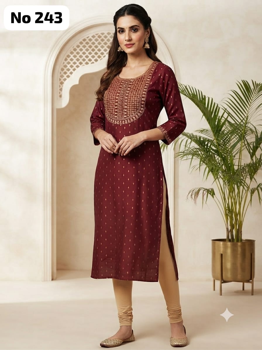 Onview Embroidery Silk Side Open Kurti (No 243)