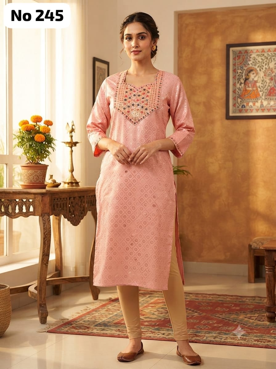 Onview Embroidery Silk Side Open Kurti (No 245)