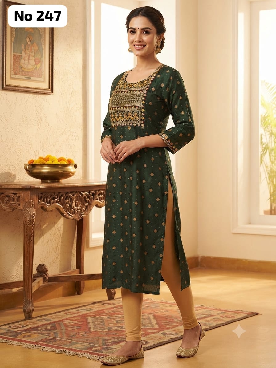 Onview Embroidery Silk Side Open Kurti (No 247)