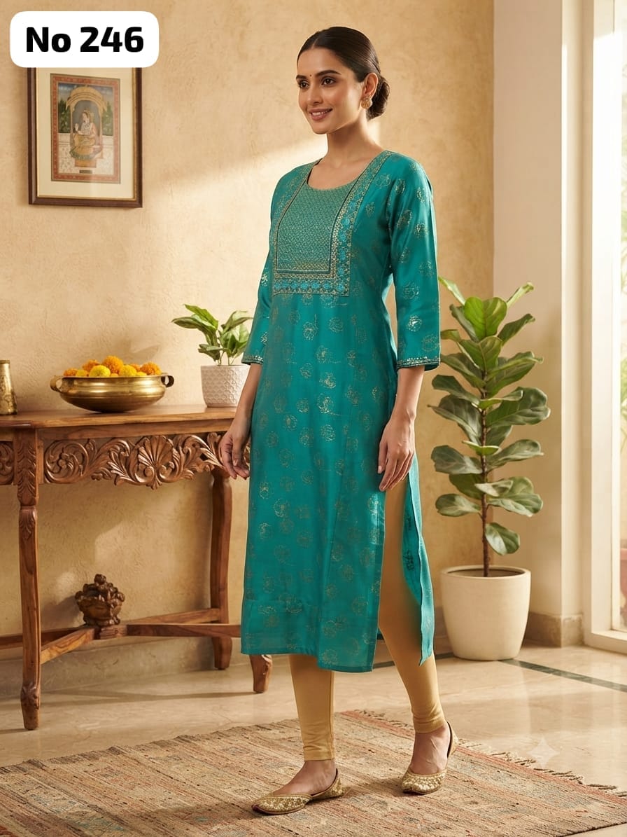 Onview Embroidery Silk Side Open Kurti (No 246)