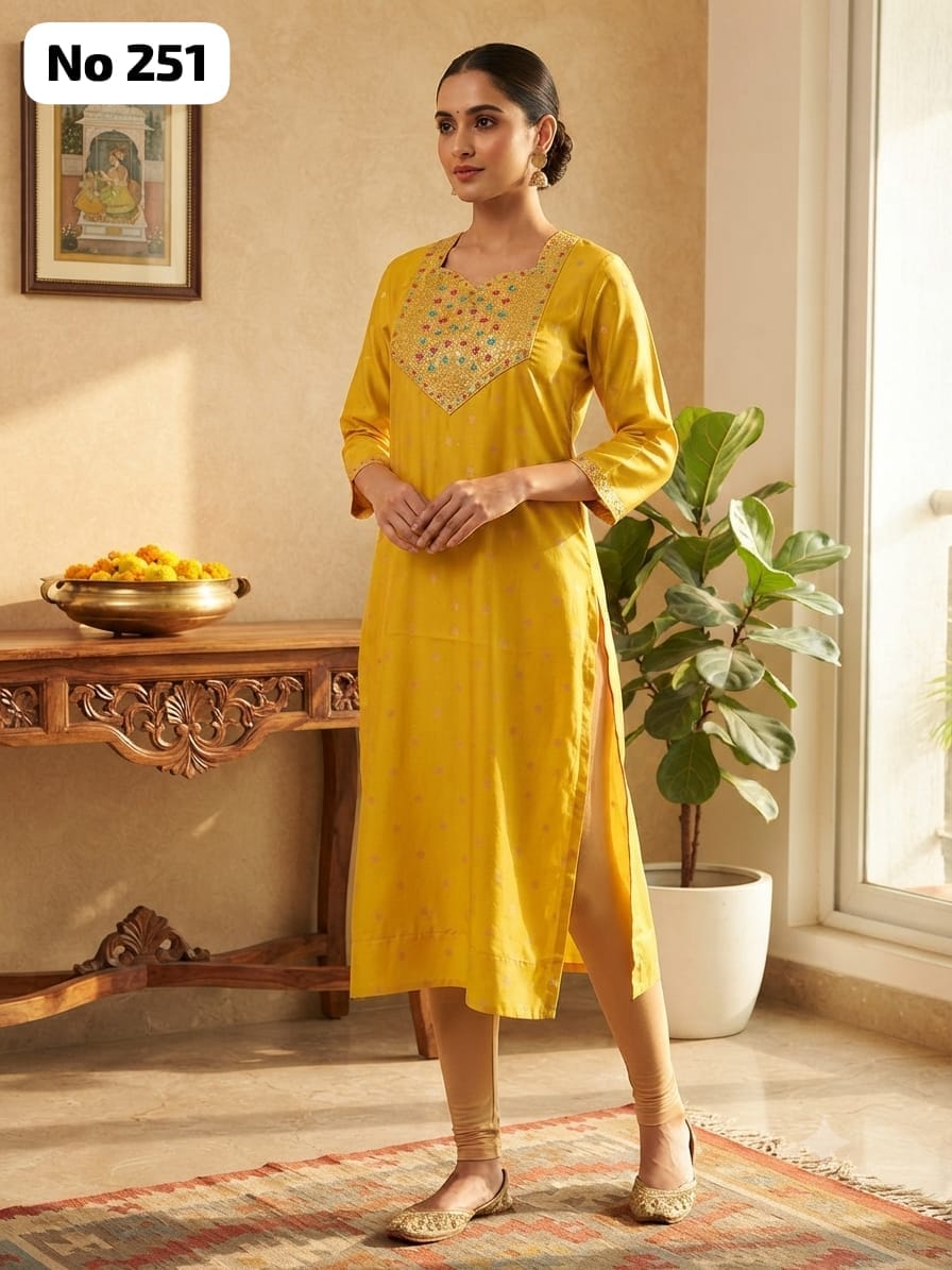 Onview Embroidery Silk Side Open Kurti (No 251)