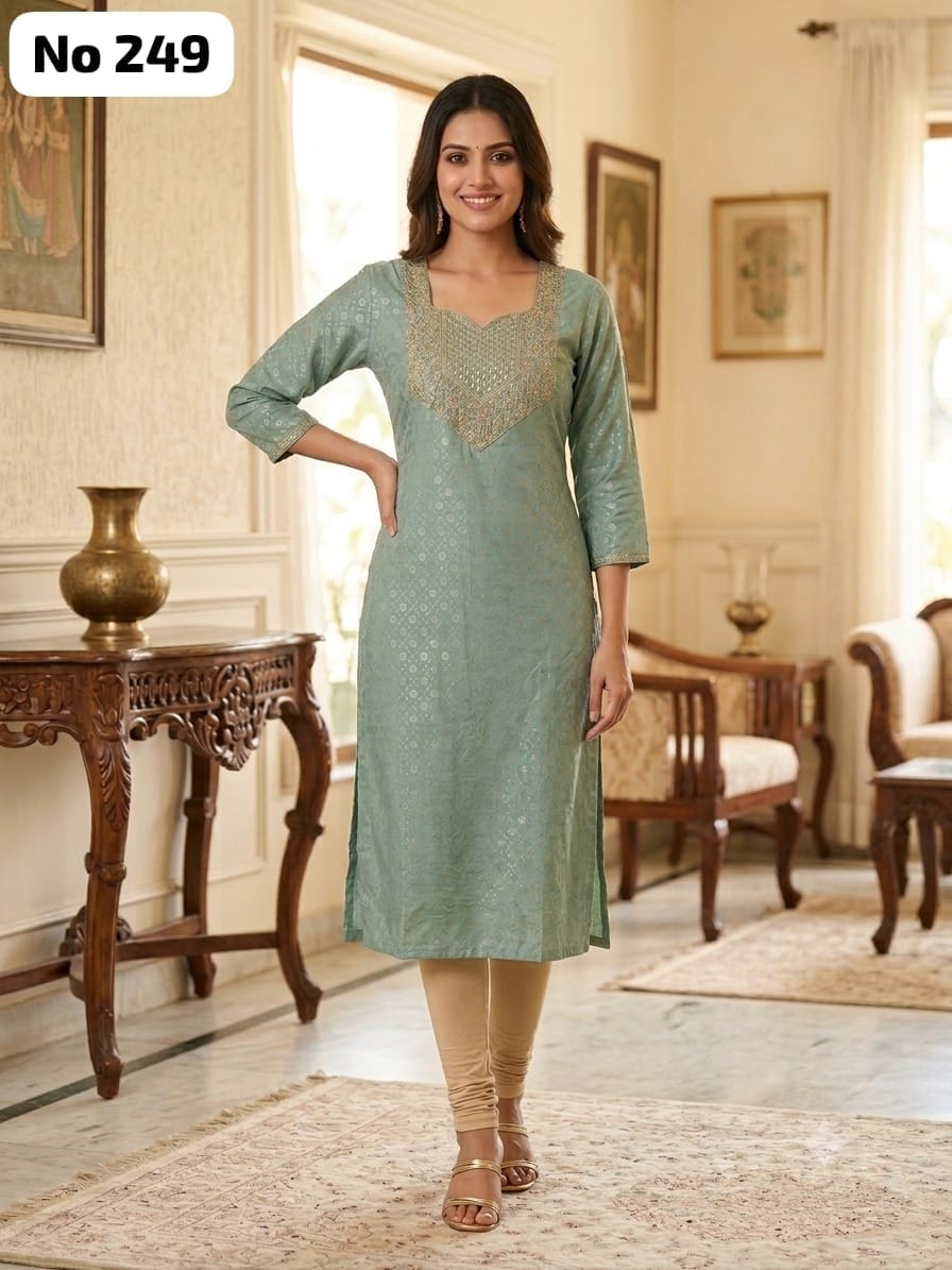 Onview Embroidery Silk Side Open Kurti (No 249)