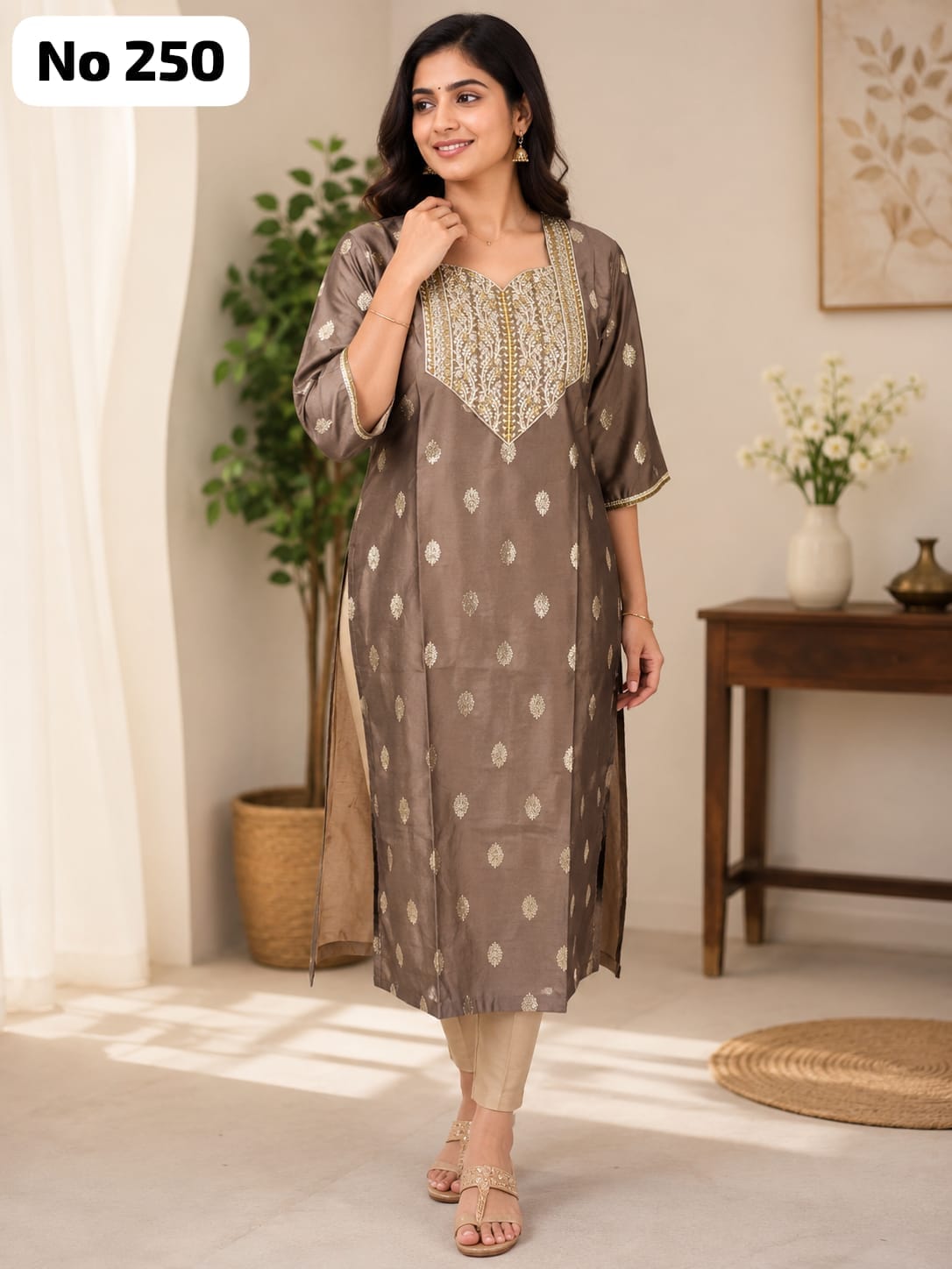 Onview Embroidery Silk Side Open Kurti (No 250)