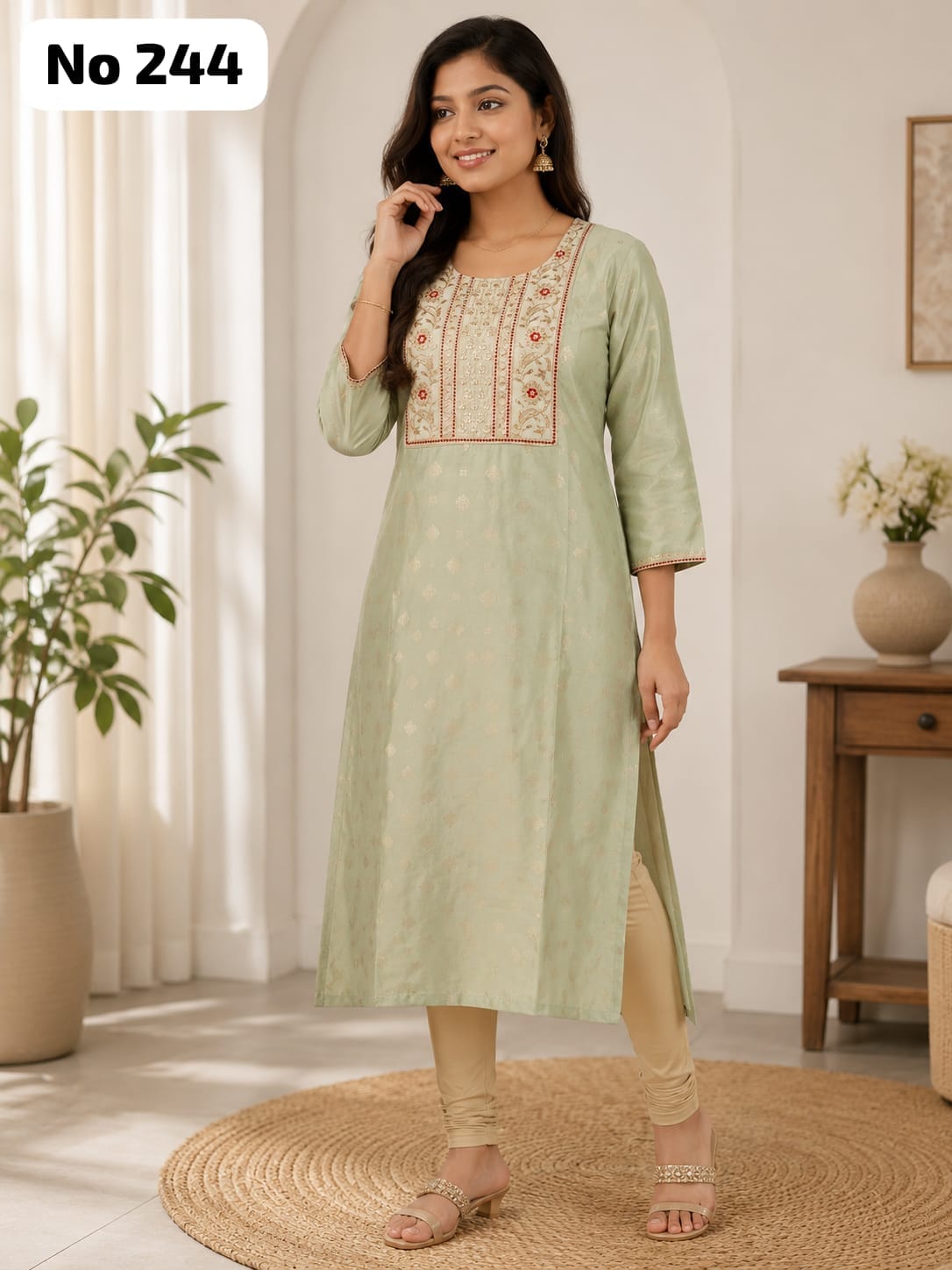Onview Embroidery Silk Side Open Kurti (No 244)
