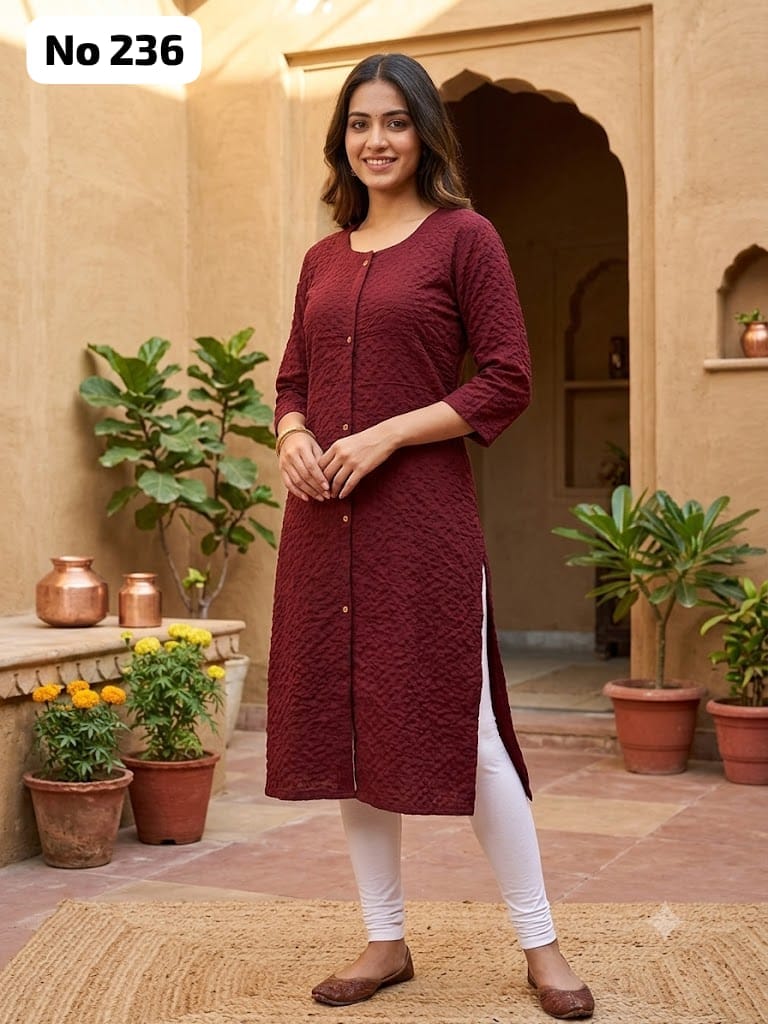 Onview Popcorn Side Open Kurti (No 236)