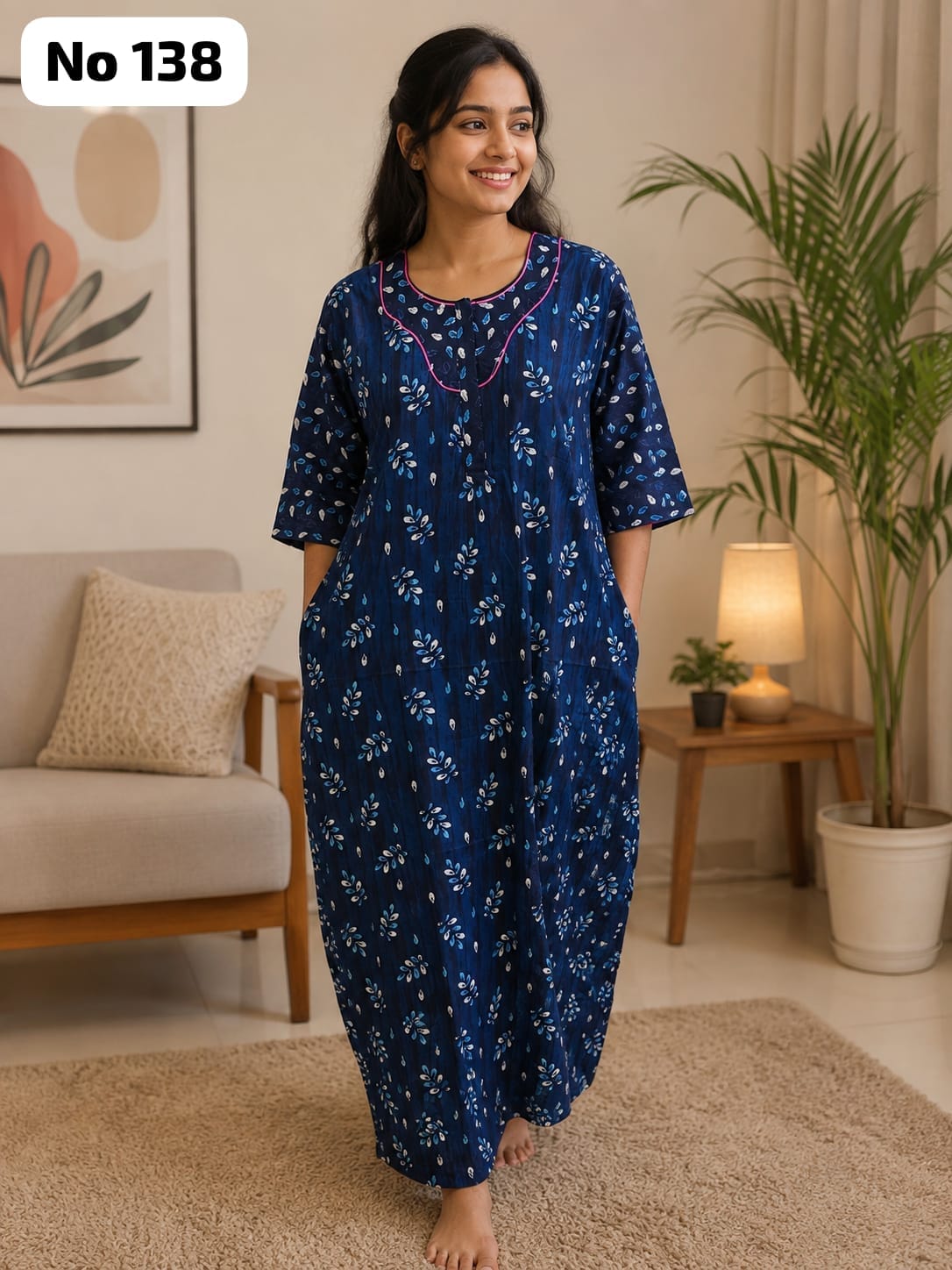 3/4 Sleeve Zip Nighty (No 138)