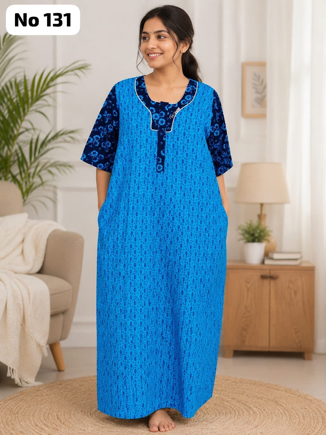 3/4 Sleeve Zip Nighty (No 131)