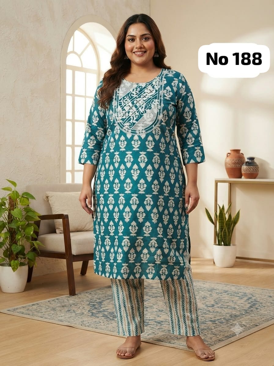 Embroidery Cotton 2 Pcs Set (Plus Size)(No 188)