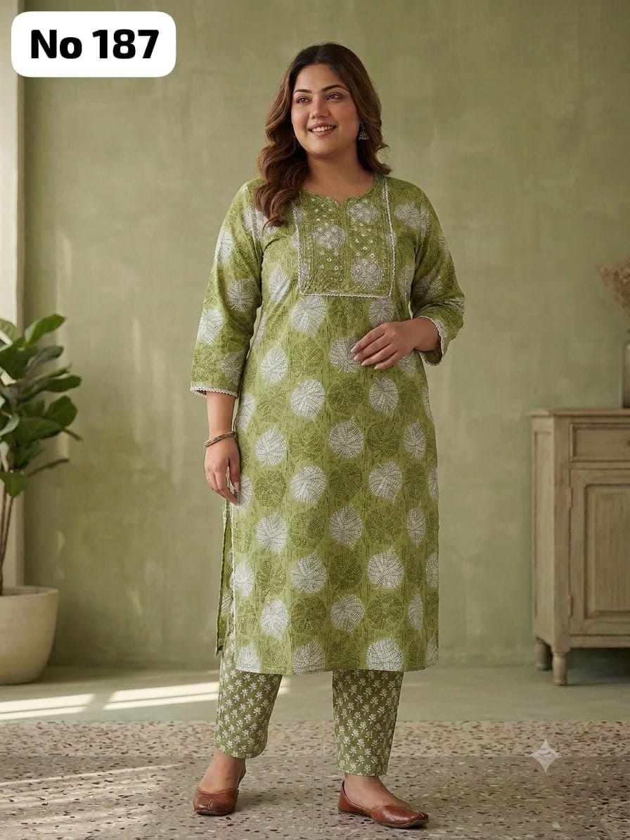 Embroidery Cotton 2 Pcs Set (Plus Size)(No 187)