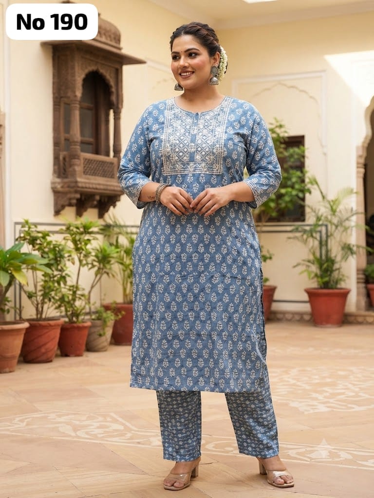 Embroidery Cotton 2 Pcs Set (Plus Size)(No 190)