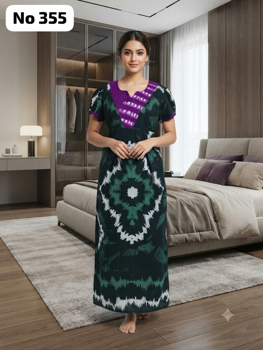 Premium Frock Nighty With Puff Hand and Adjustable Knot (No 355)(2XL)