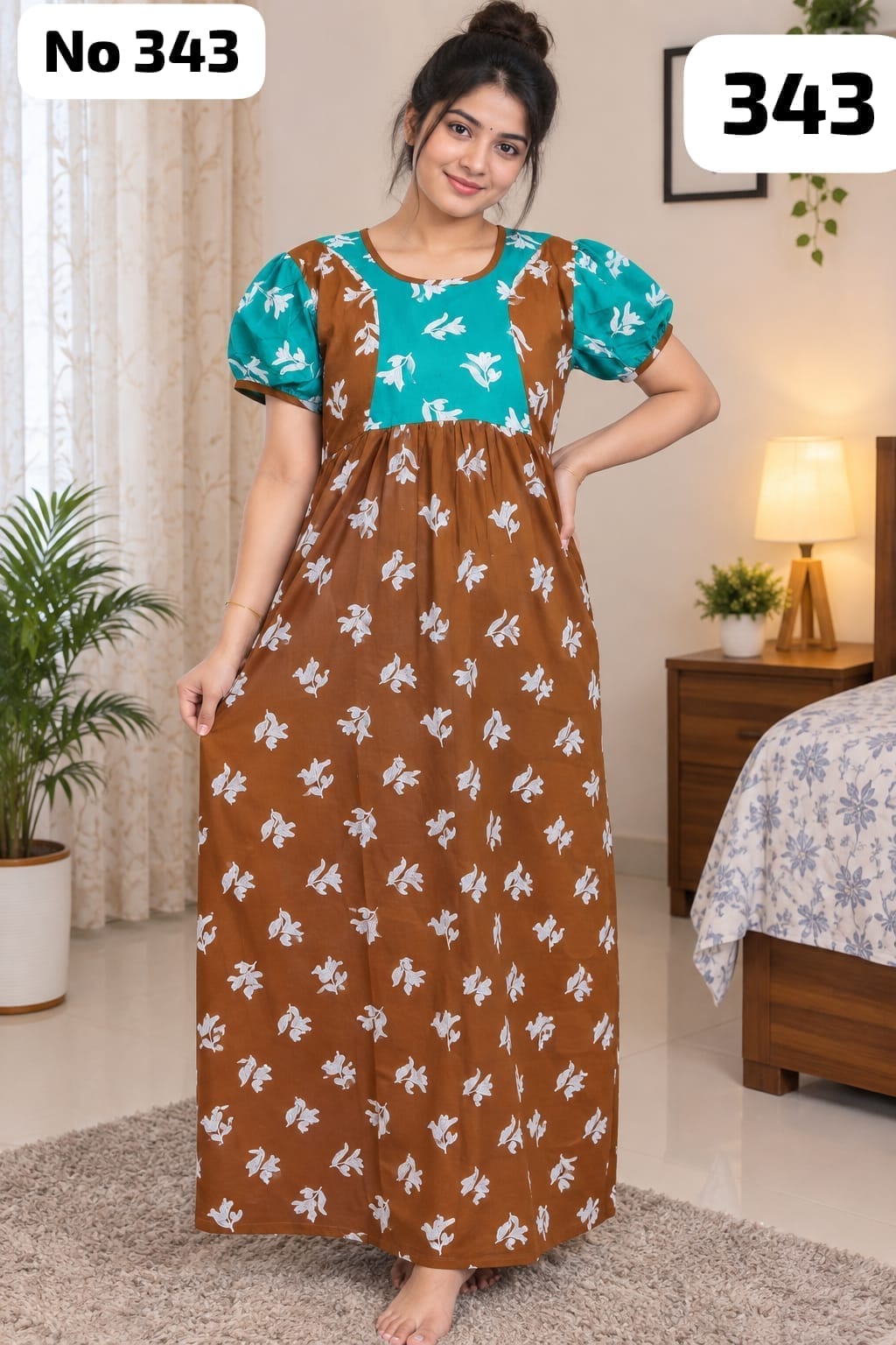 Premium Frock Nighty With Puff Hand (No 343)(3XL)