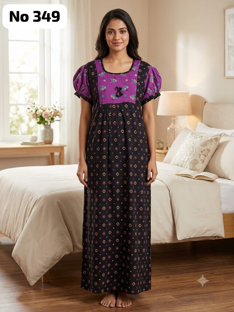 Premium Frock Nighty With Puff Hand (No 349)(3XL)