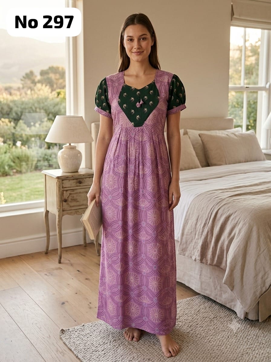 Premium Frock Nighty With Puff Hand and Adjustable Knot (No 297)(XL,XXL)
