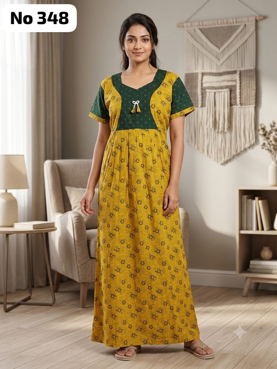 Premium Frock Nighty With Puff Hand and Adjustable Knot (No 348)(XL)