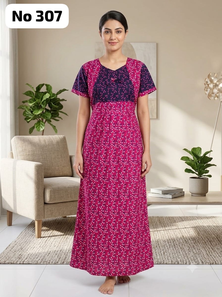Premium Frock Nighty With Puff Hand and Adjustable Knot (No 307)(XL)