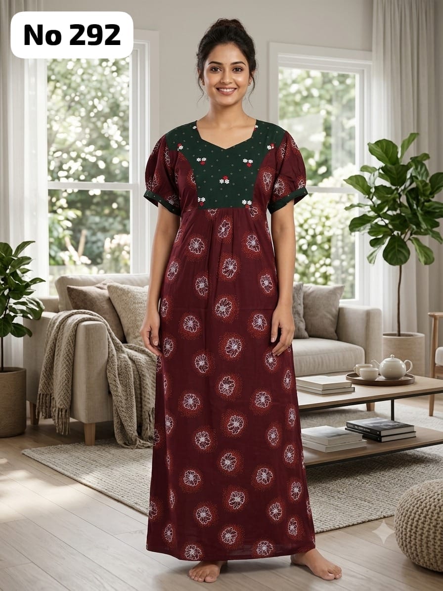 Premium Frock Nighty With Puff Hand and Adjustable Knot (No 292)(3XL)