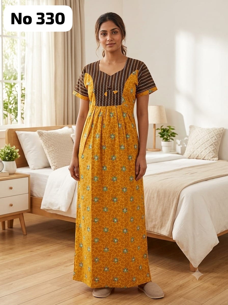 Premium Frock Nighty With Puff Hand and Adjustable Knot (No 330)(2XL)