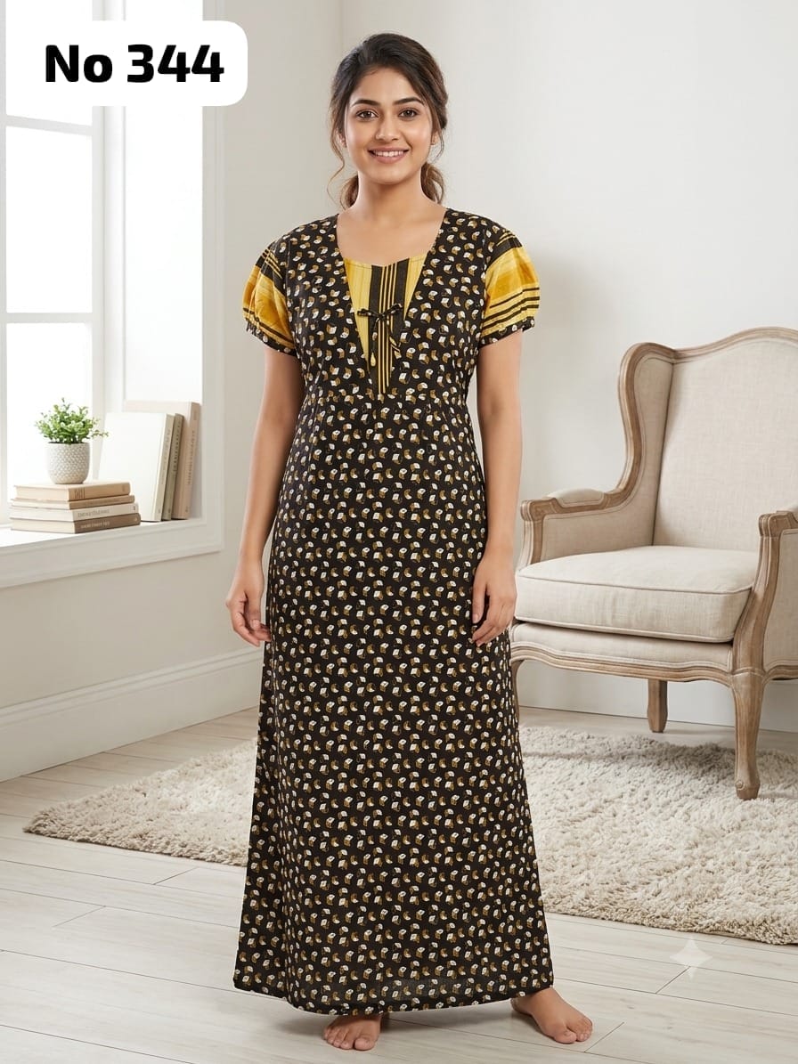 Premium Frock Nighty With Puff Hand and Adjustable Knot (No 344)(2XL)