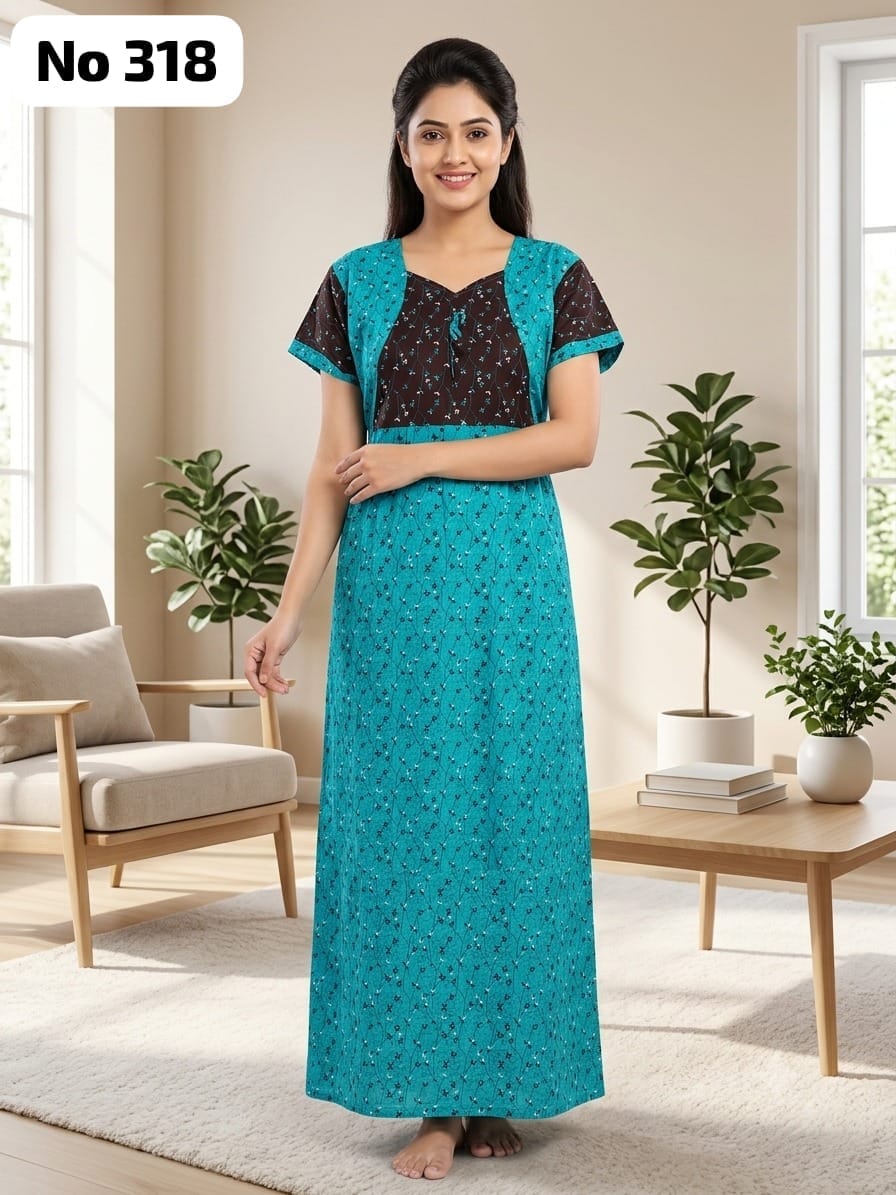 Premium Frock Nighty With Puff Hand and Adjustable Knot (No 318)(2XL)