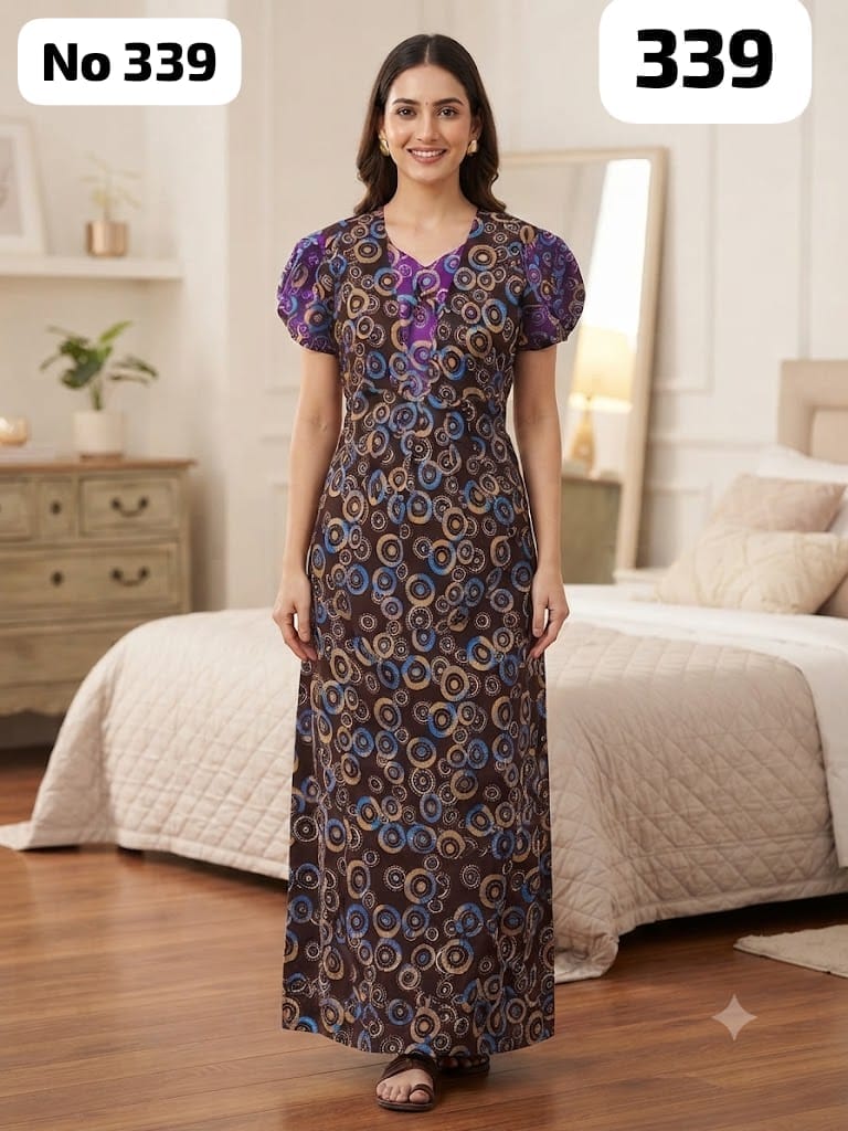 Premium Frock Nighty With Puff Hand and Adjustable Knot (No 339)(2XL)