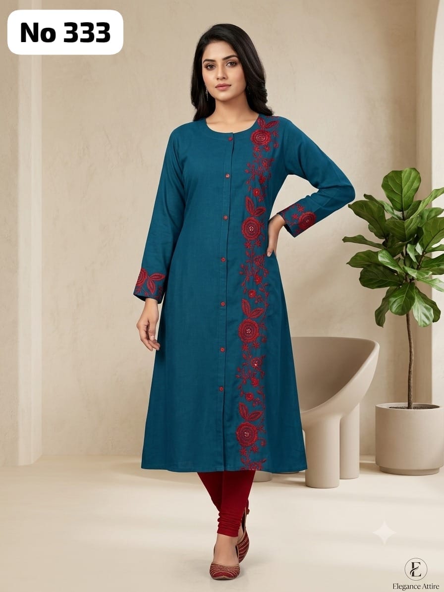 Onview Rayon Embroidery Aline Kurti (No 333)