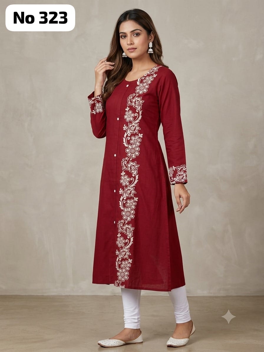 Onview Rayon Embroidery Aline Kurti (No 323)