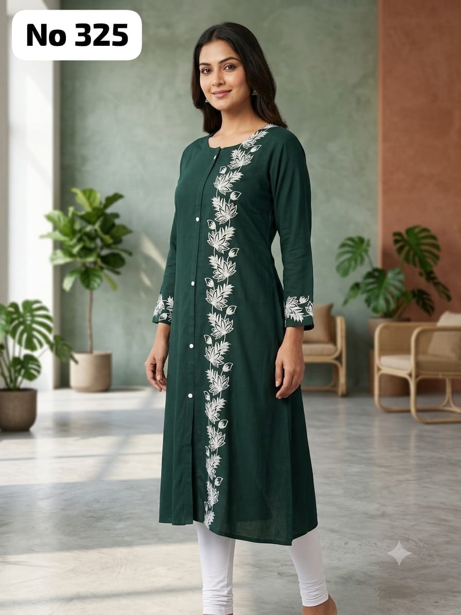 Onview Rayon Embroidery Aline Kurti (No 325)