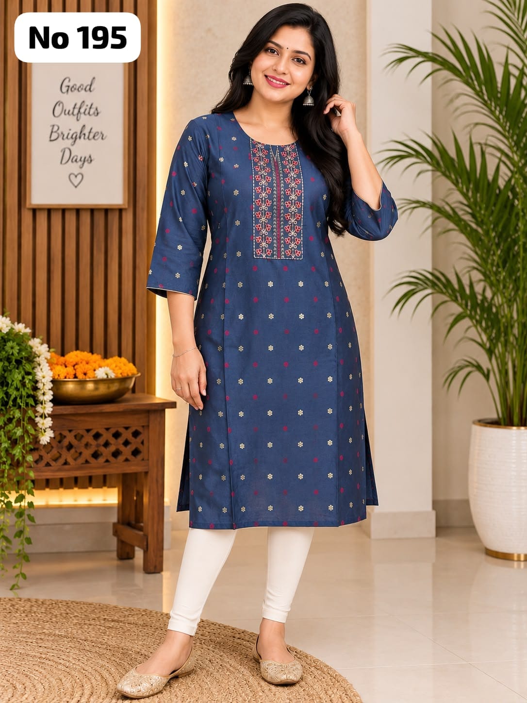 Onview Embroidery Silk Side Open Kurti (No 195)