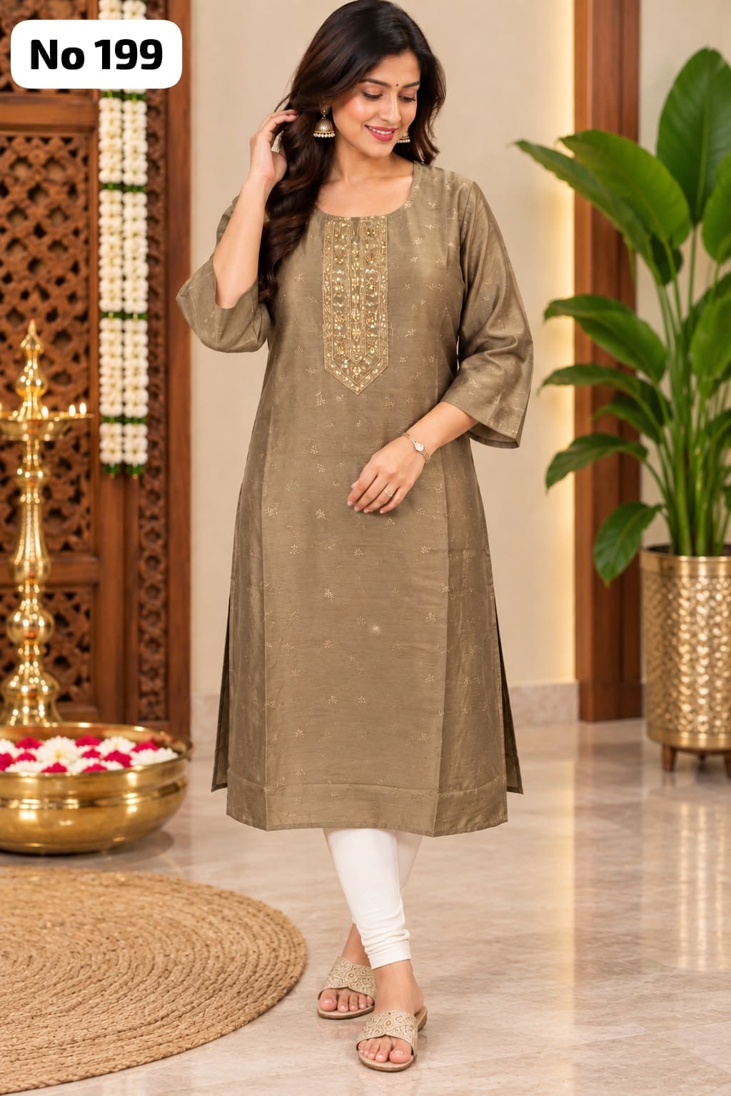 Onview Embroidery Silk Side Open Kurti (No 199)
