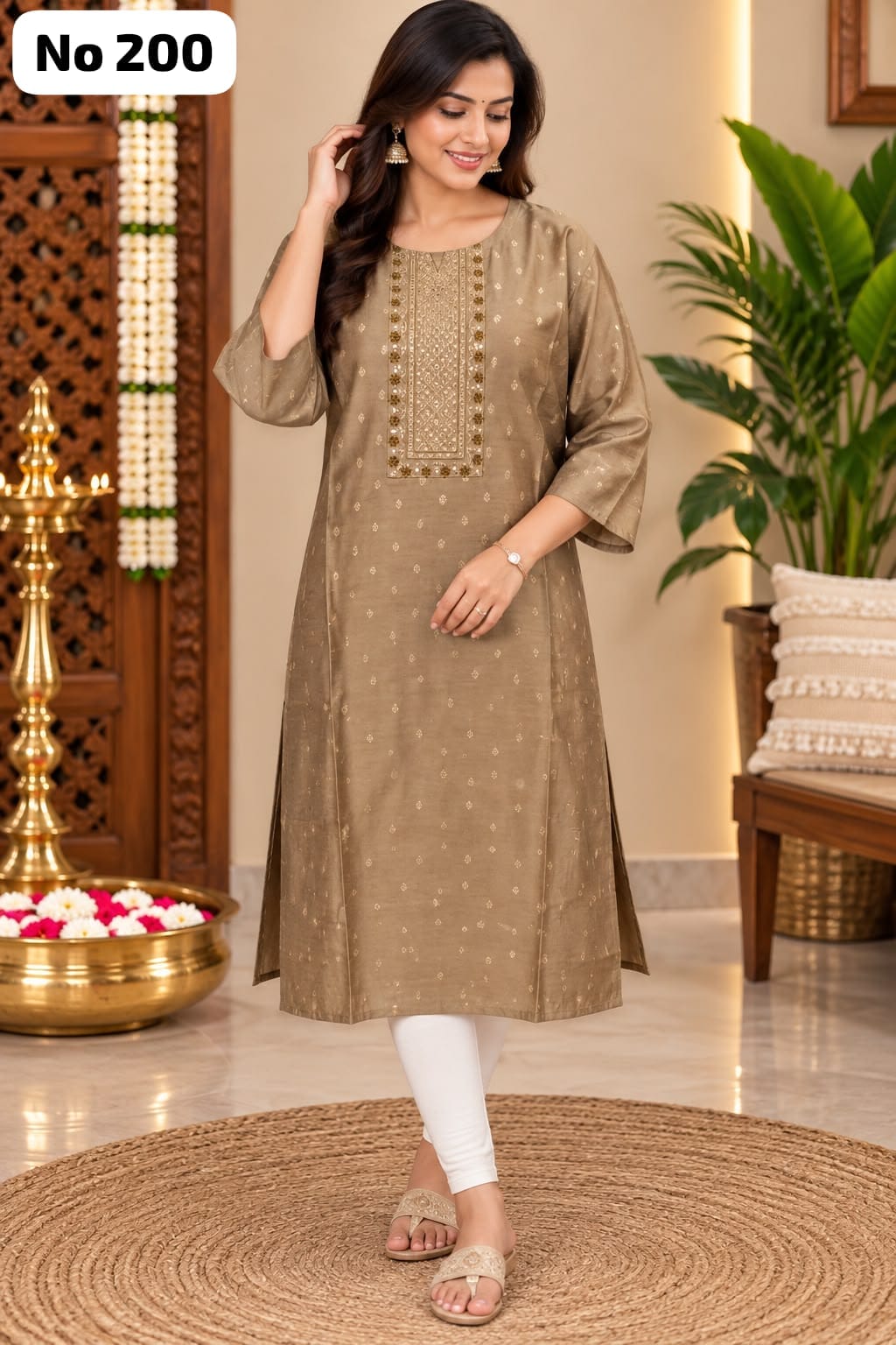 Onview Embroidery Silk Side Open Kurti (No 200)