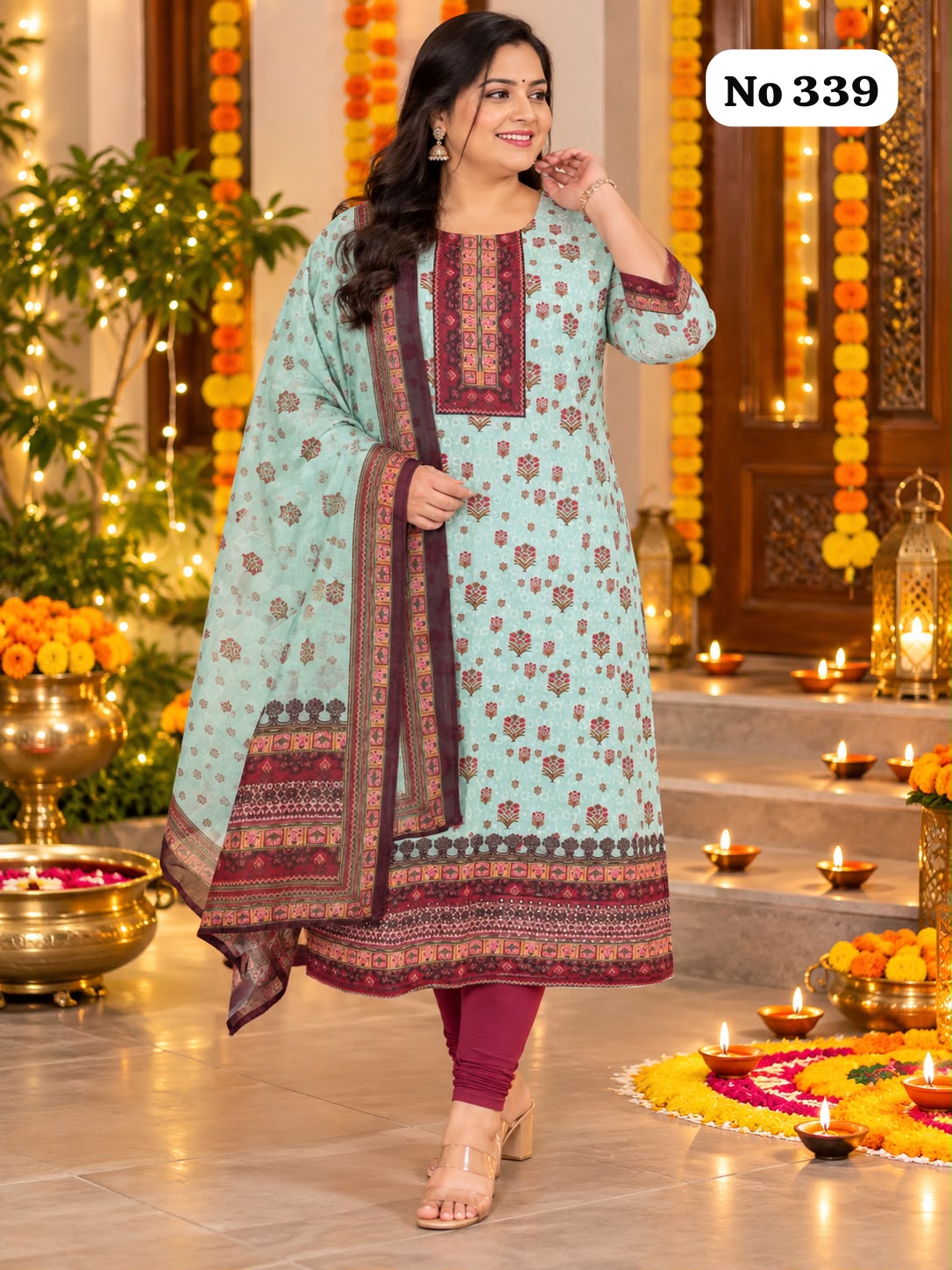 💃Onview Hakoba Long Kurti(lining) With Dupatta (339)