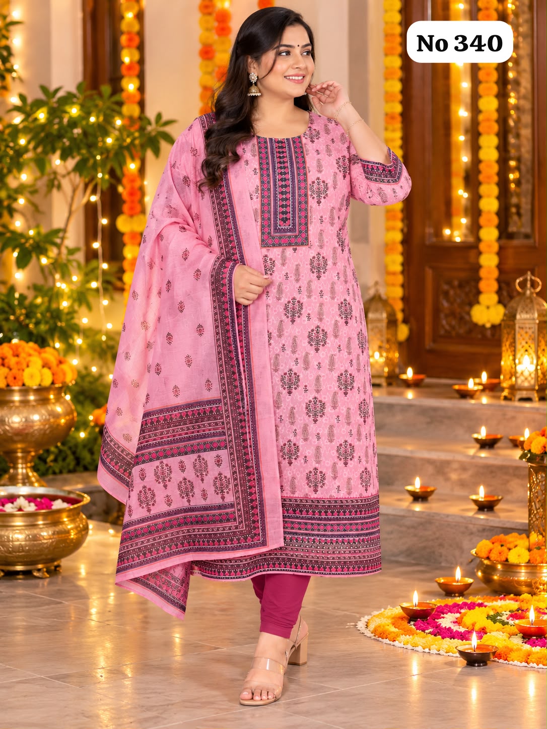 💃Onview Hakoba Long Kurti(lining) With Dupatta (340)