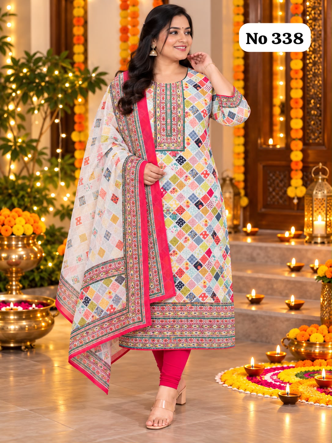 💃Onview Hakoba Long Kurti(lining) With Dupatta (338)