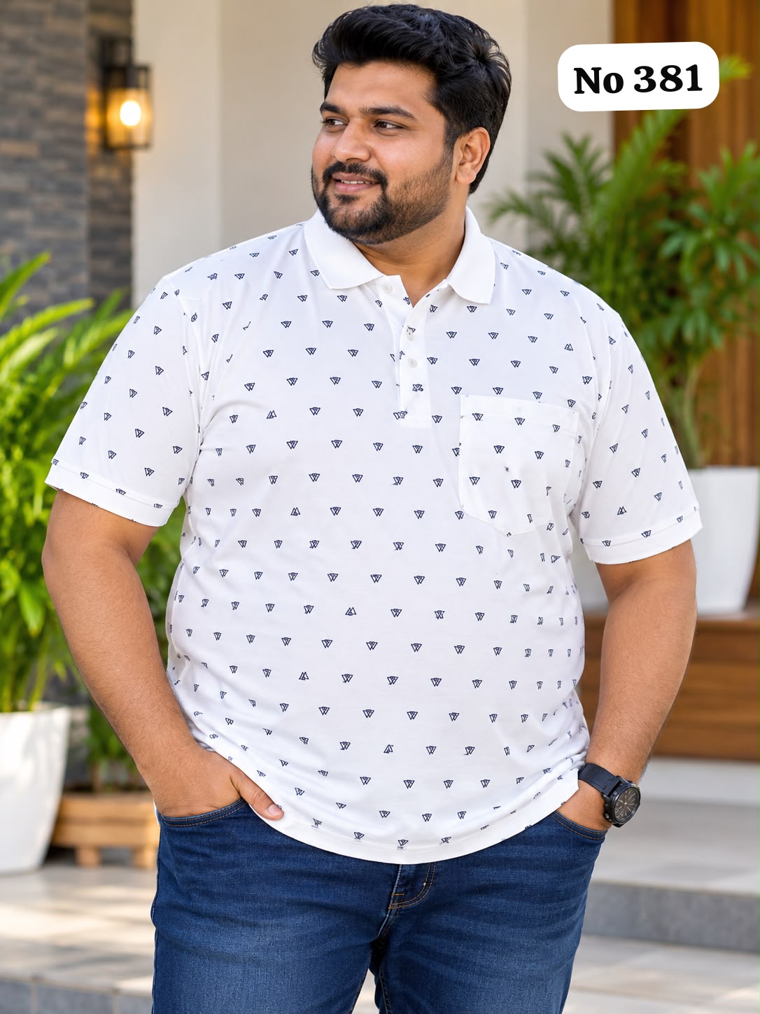 Branded Premium Cotton Lycra T-Shirt (No 381)(3XL,4XL,5XL)