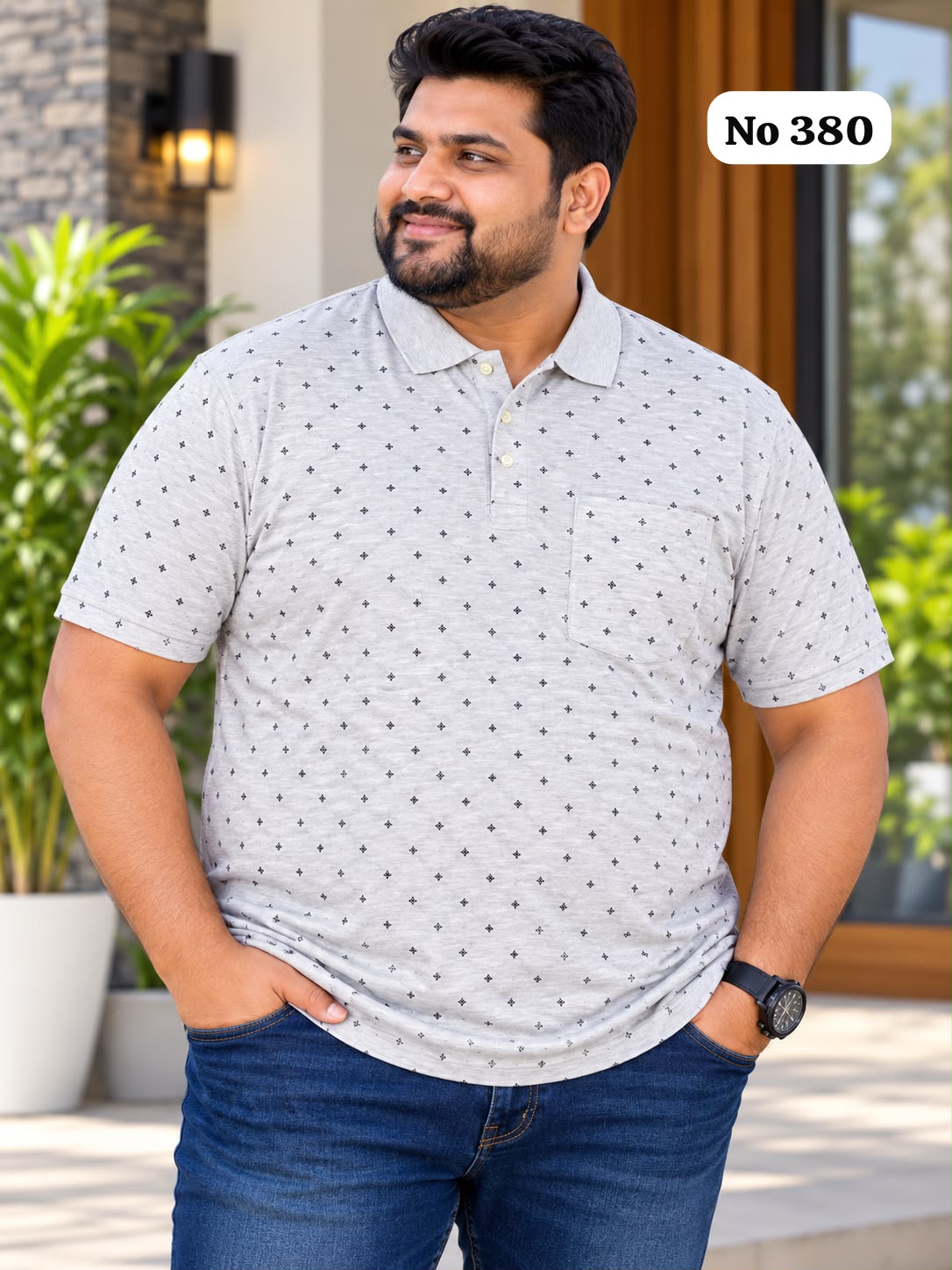 Branded Premium Cotton Lycra T-Shirt (No 380)(3XL,4XL,5XL)