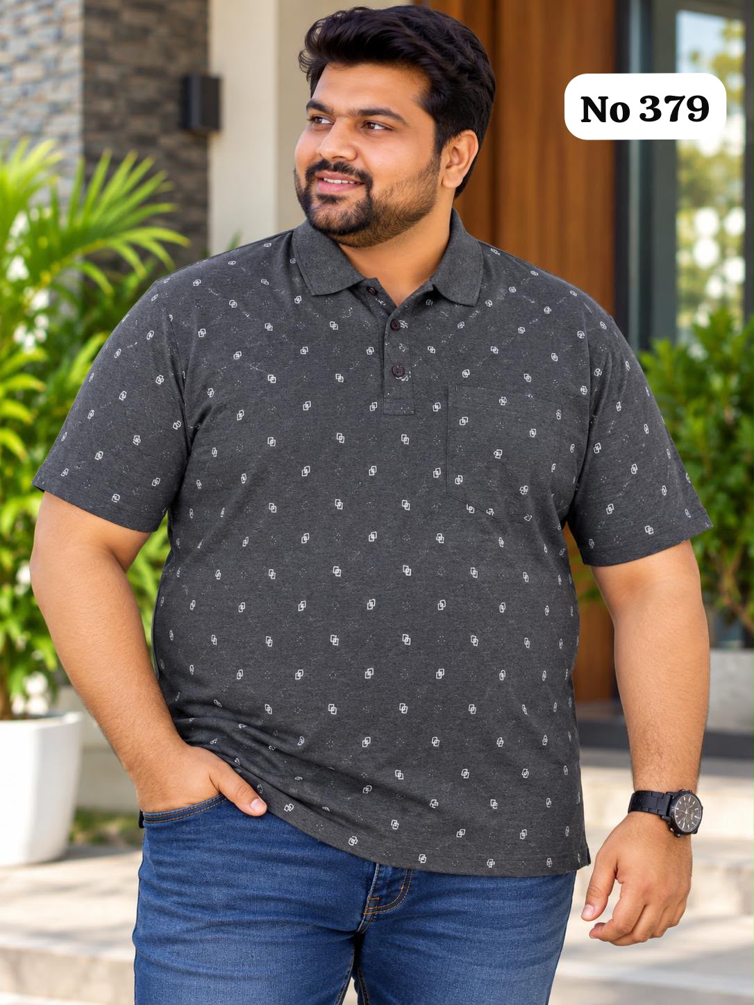 Branded Premium Cotton Lycra T-Shirt (No 379)(3XL,4XL,5XL)