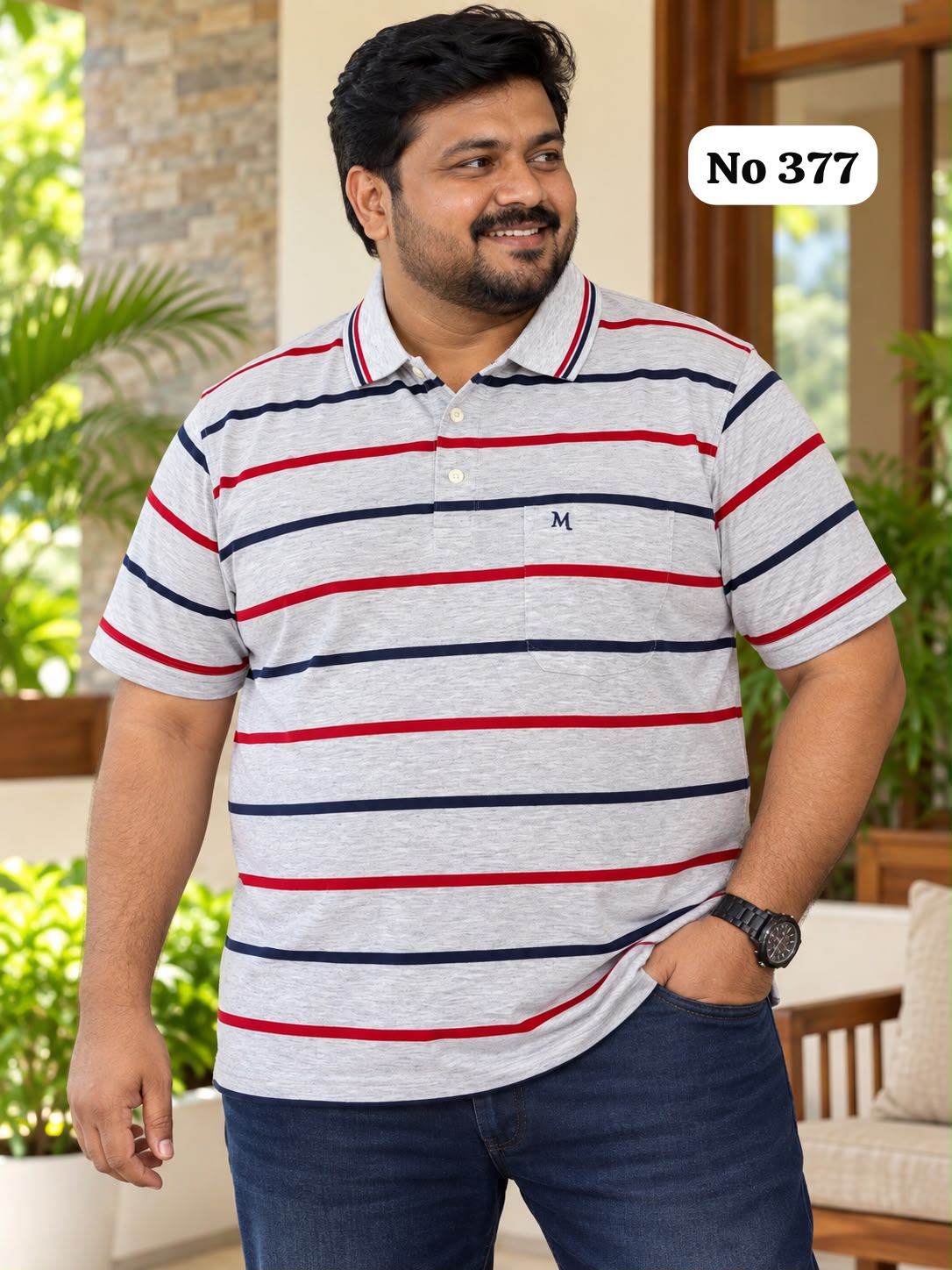 Branded Premium Cotton Lycra T-Shirt (No 377)(3XL,4XL,5XL)