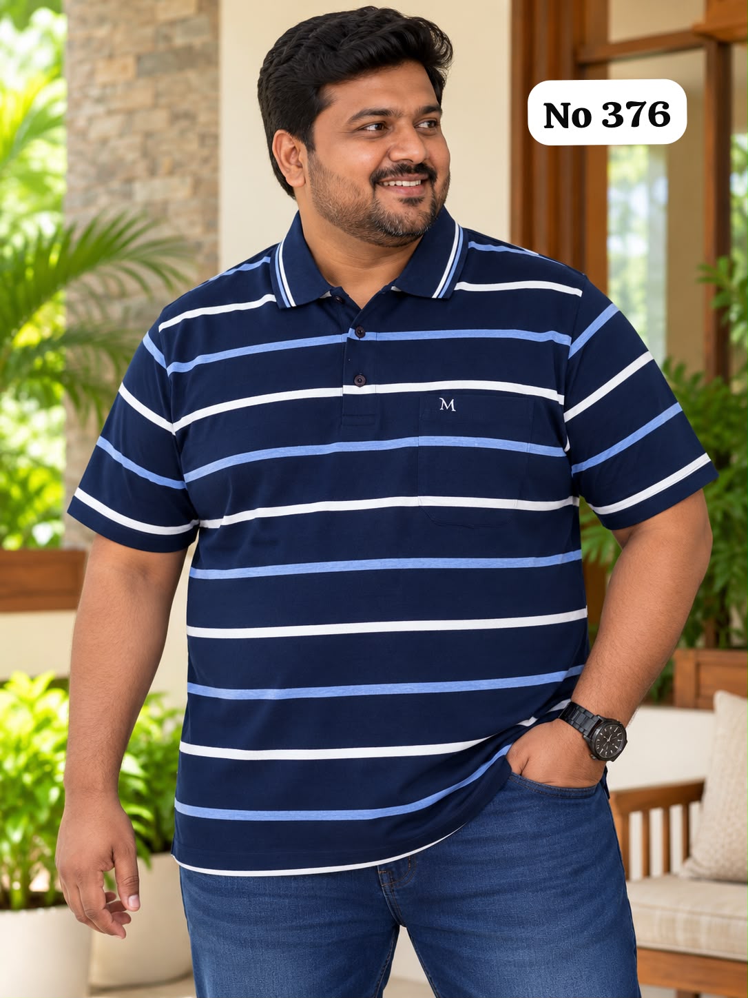 Branded Premium Cotton Lycra T-Shirt (No 376)(3XL,4XL,5XL)