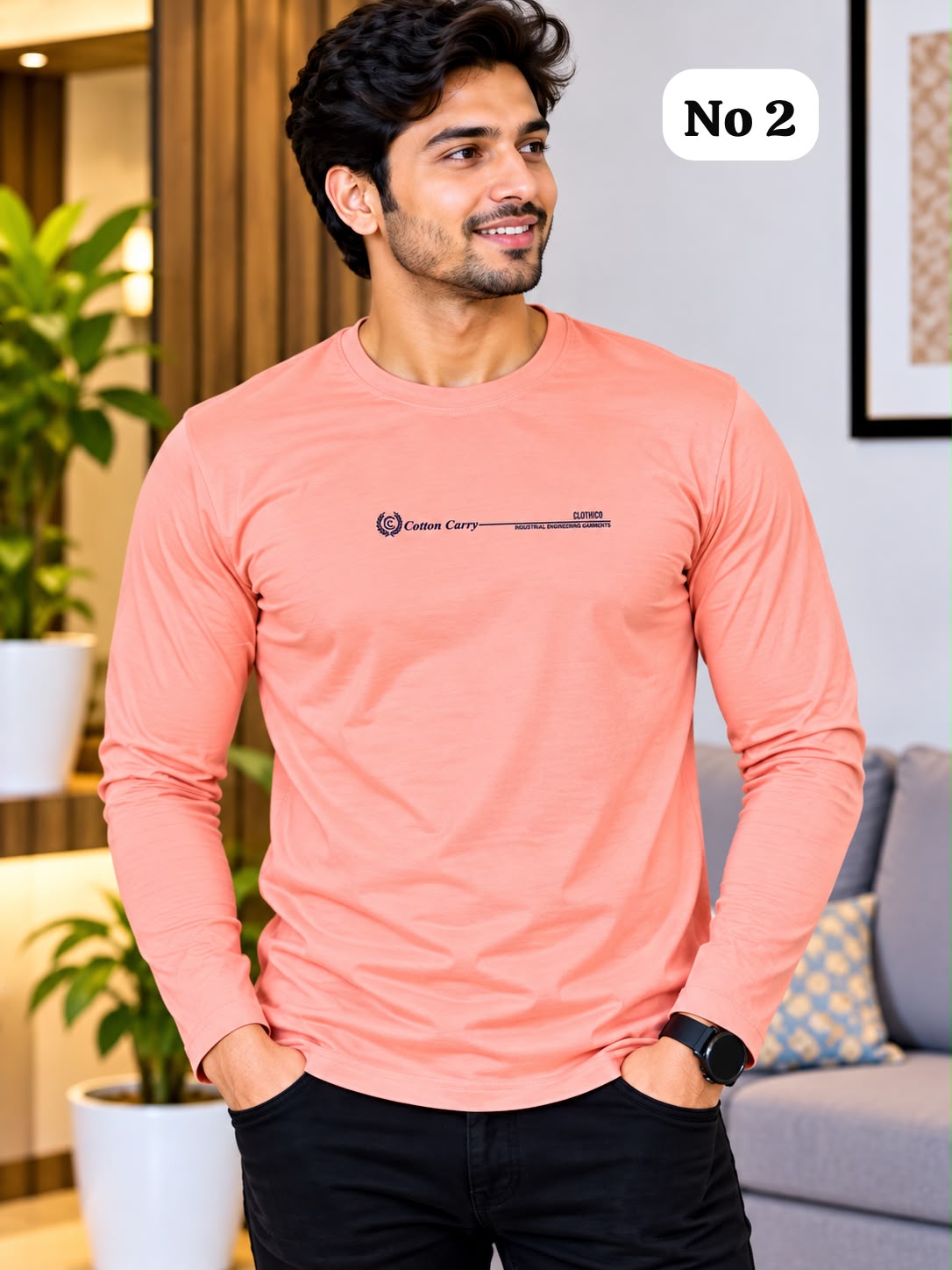 Branded Cotton Lycra T-Shirt (Full Sleeve)(Free Size L-40,XL-42)(No 2)