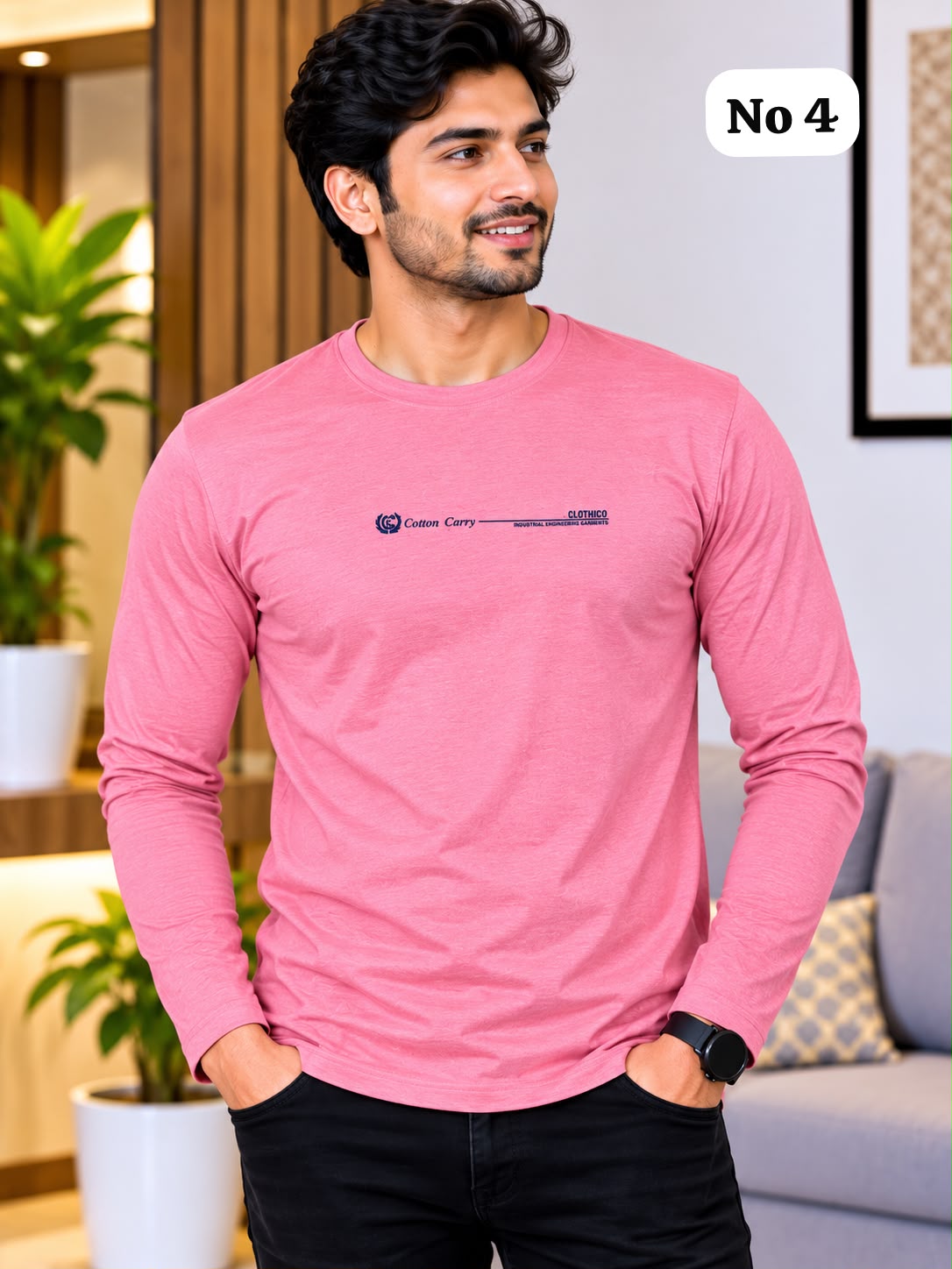 Branded Cotton Lycra T-Shirt (Full Sleeve)(Free Size L-40,XL-42)(No 4)