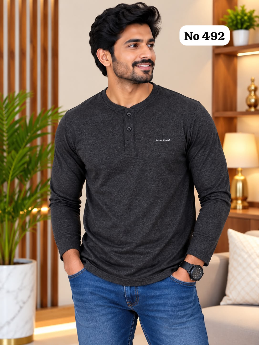 Branded Cotton Lycra T-Shirt (Full Sleeve)(No 492)