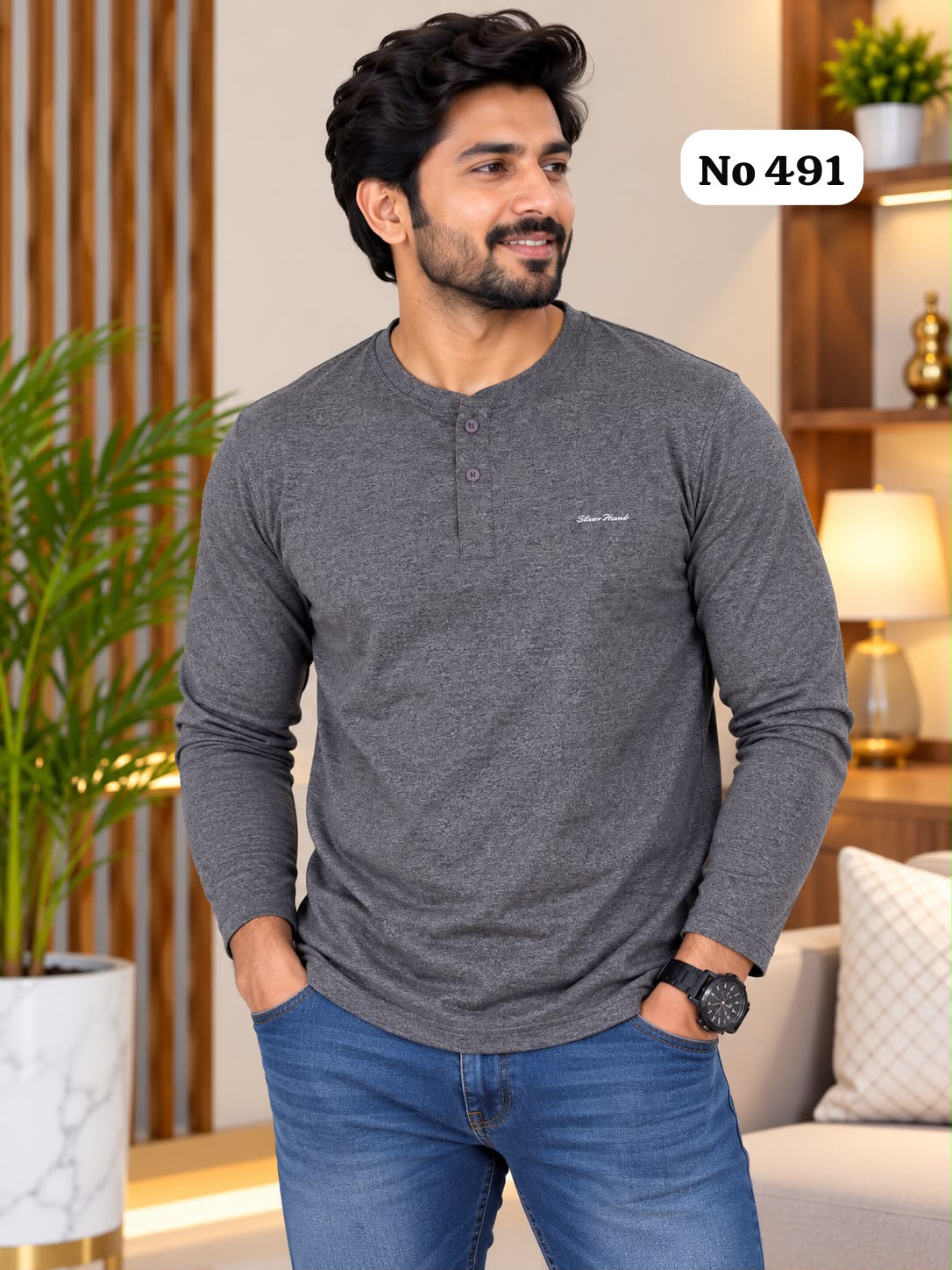 Branded Cotton Lycra T-Shirt (Full Sleeve)(No 491)