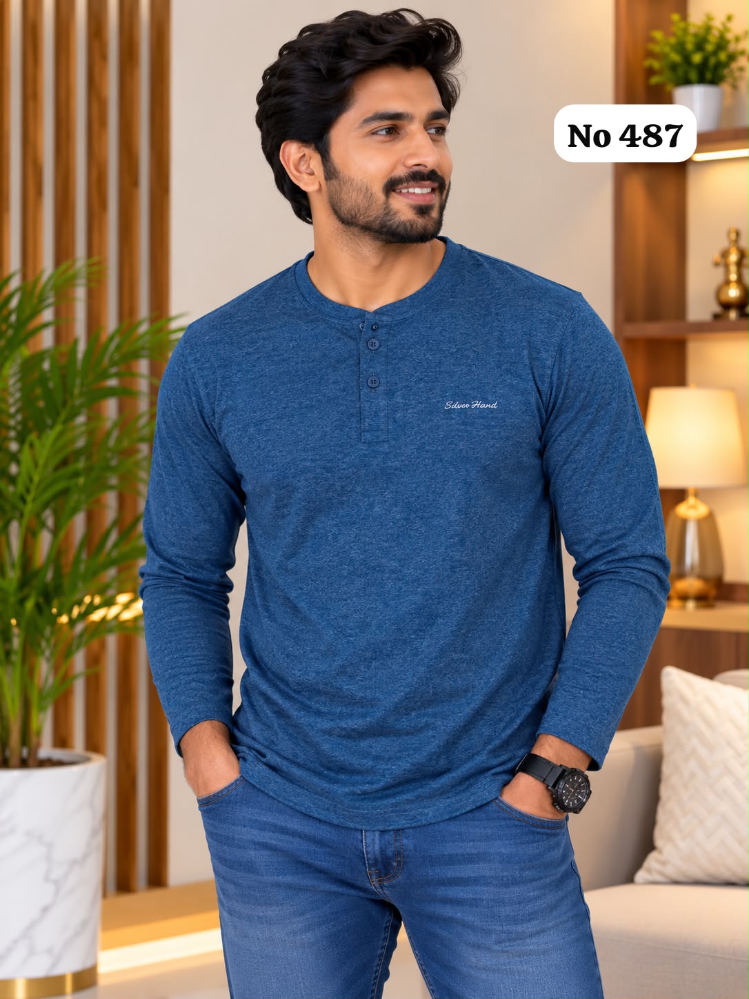 Branded Cotton Lycra T-Shirt (Full Sleeve)(No 487)