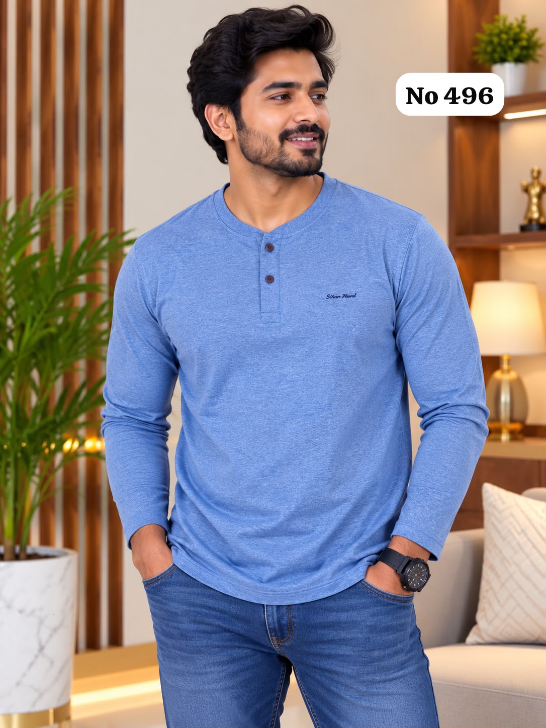 Branded Cotton Lycra T-Shirt (Full Sleeve)(No 496)