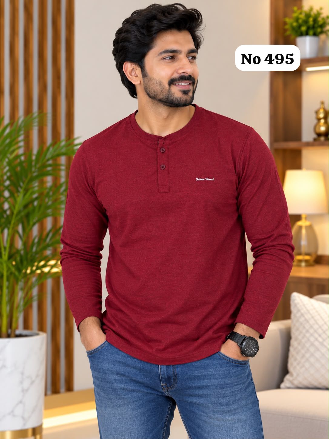 Branded Cotton Lycra T-Shirt (Full Sleeve)(No 495)