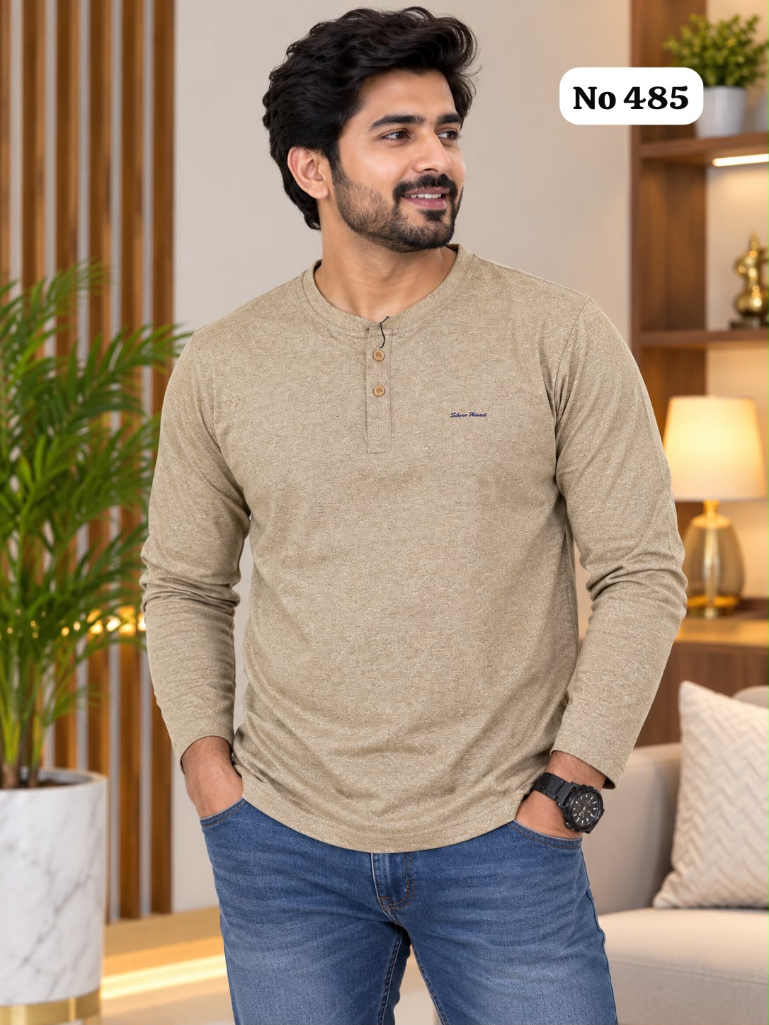 Branded Cotton Lycra T-Shirt (Full Sleeve)(No 485)