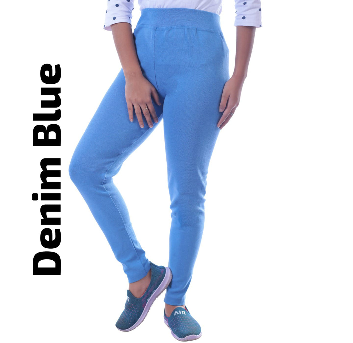 Ankle Length Jeggings With Pocket(Denim Blue)