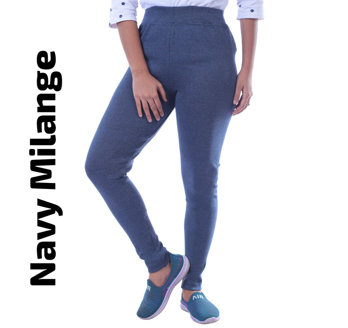 Ankle Length Jeggings With Pocket(Navy Milange)