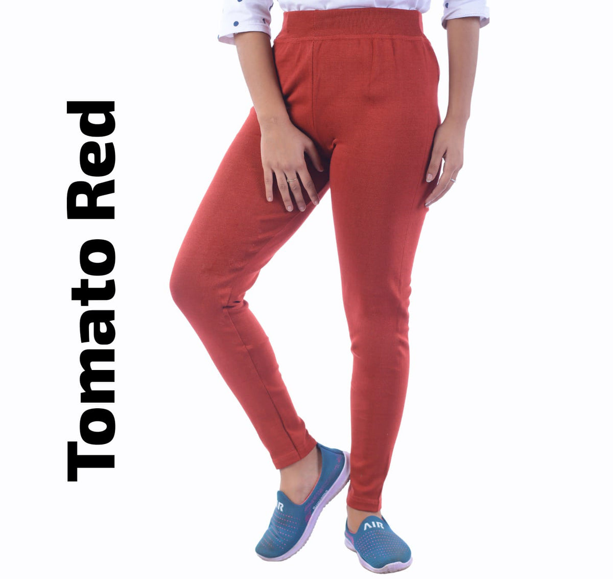 Ankle Length Jeggings With Pocket(Tomato Red)